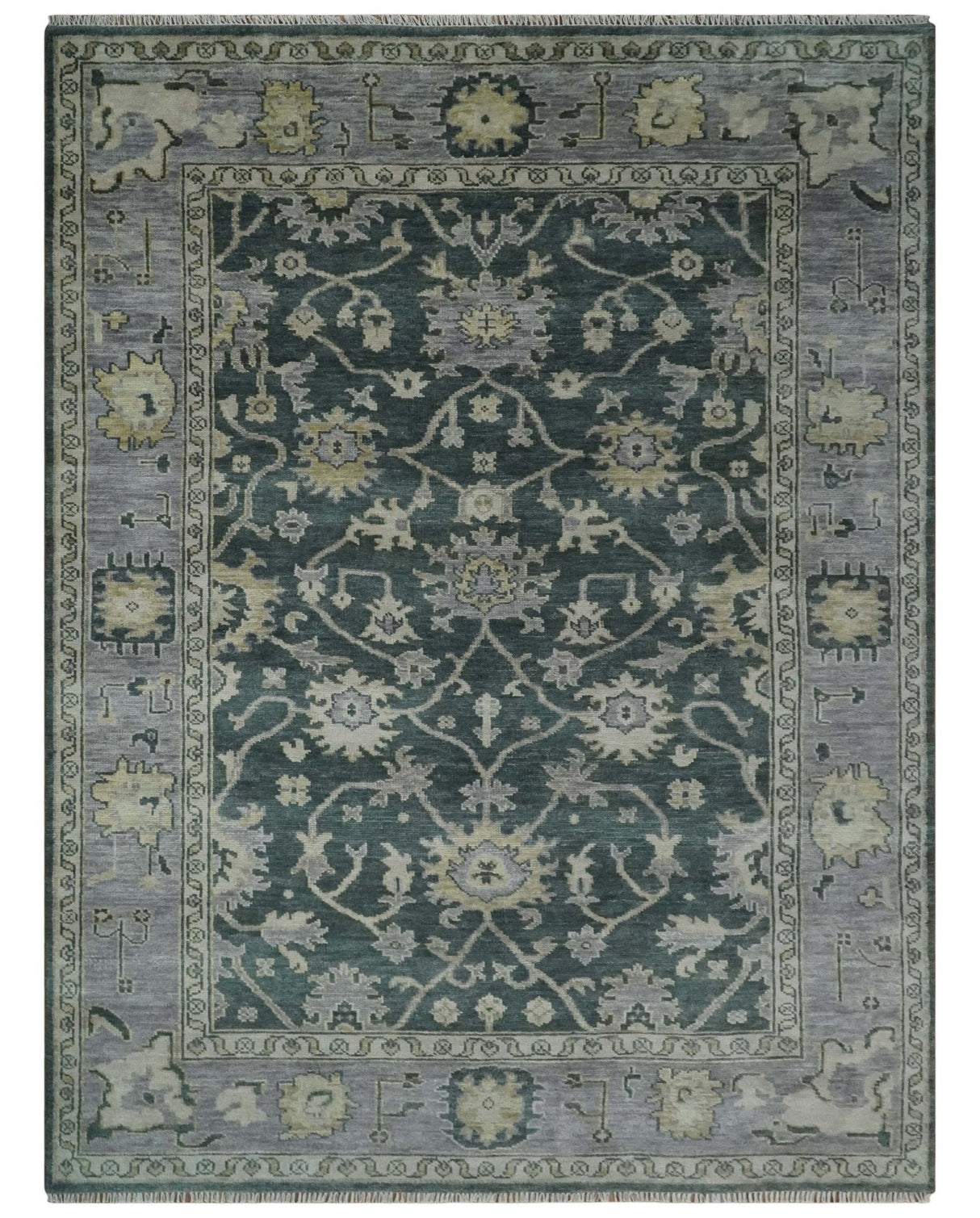 Charcoal and Silver 9x12 Hand Knotted Traditional Antique Style Wool Area Rug