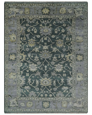 Charcoal and Silver 9x12 Hand Knotted Traditional Antique Style Wool Area Rug