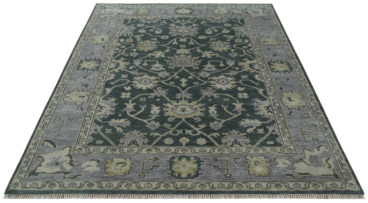 Charcoal and Silver 9x12 Hand Knotted Traditional Antique Style Wool Area Rug