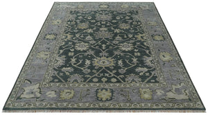 Charcoal and Silver 9x12 Hand Knotted Traditional Antique Style Wool Area Rug