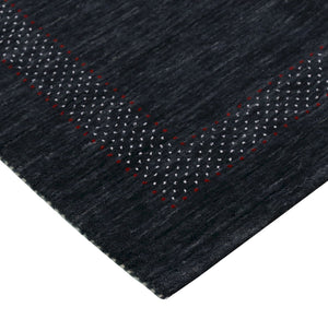 Charcoal Center Pattern Hand Loomed Wool Area Rug