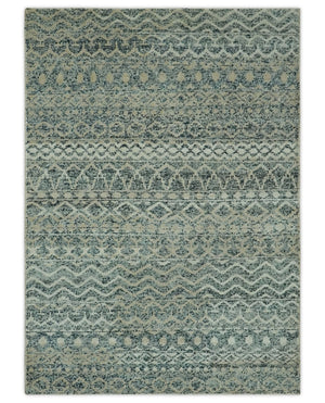 Charcoal, Gray and Beige 5x7 Hand Knotted Southwestern Tribal Trellis wool Rug