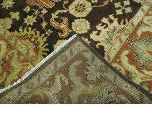 Charcoal, Olive and Rust Hand Knotted 8x10 Traditional Style Oushak Wool Area Rug