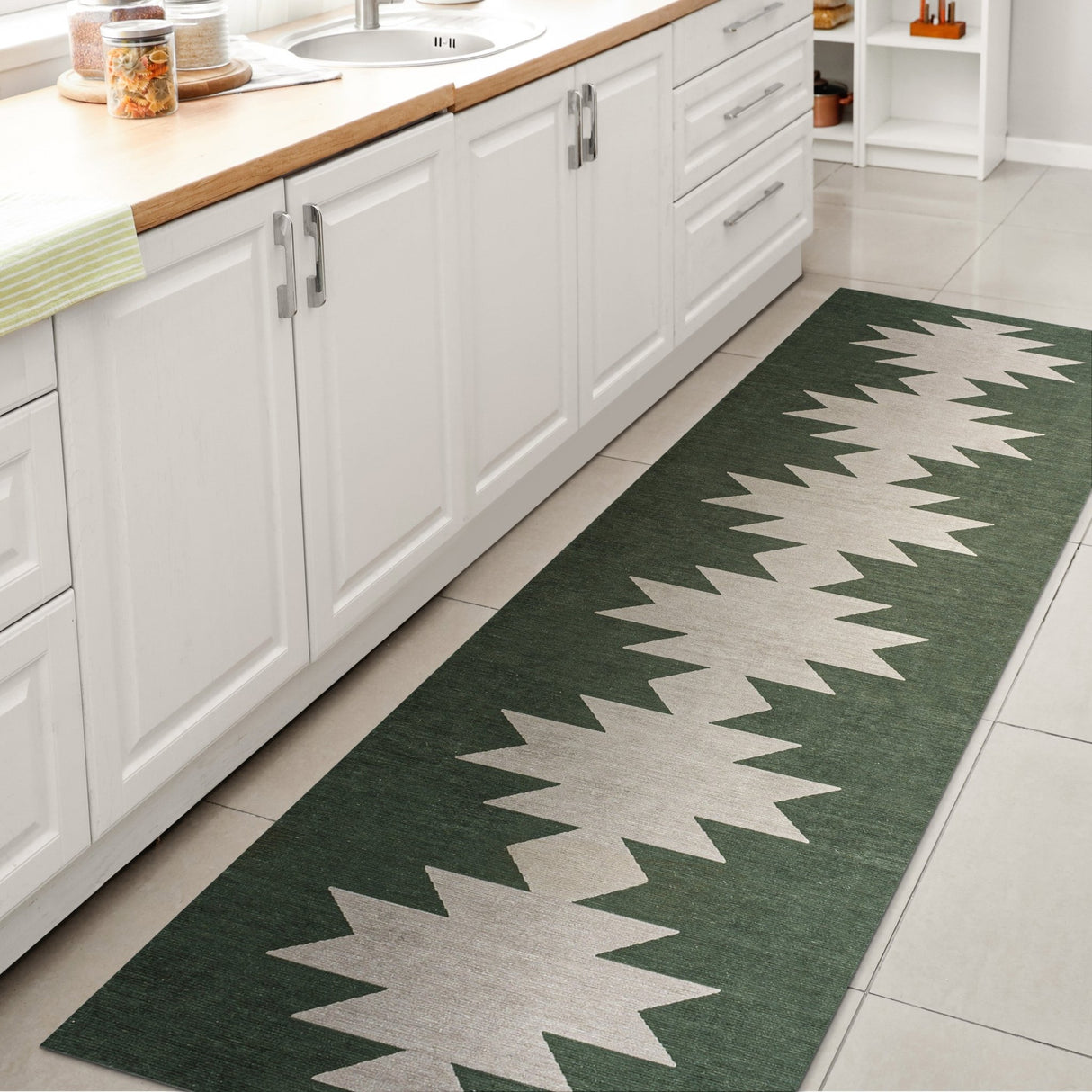 Chayton Minimalist Geometric Machine - Washable Runner Rug - Tuesday Morning - Runner Rugs