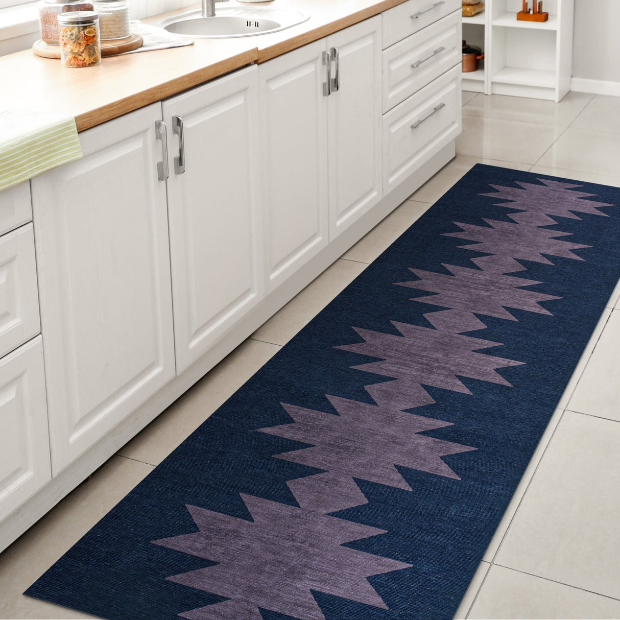 Chayton Minimalist Geometric Machine - Washable Runner Rug - Tuesday Morning - Runner Rugs
