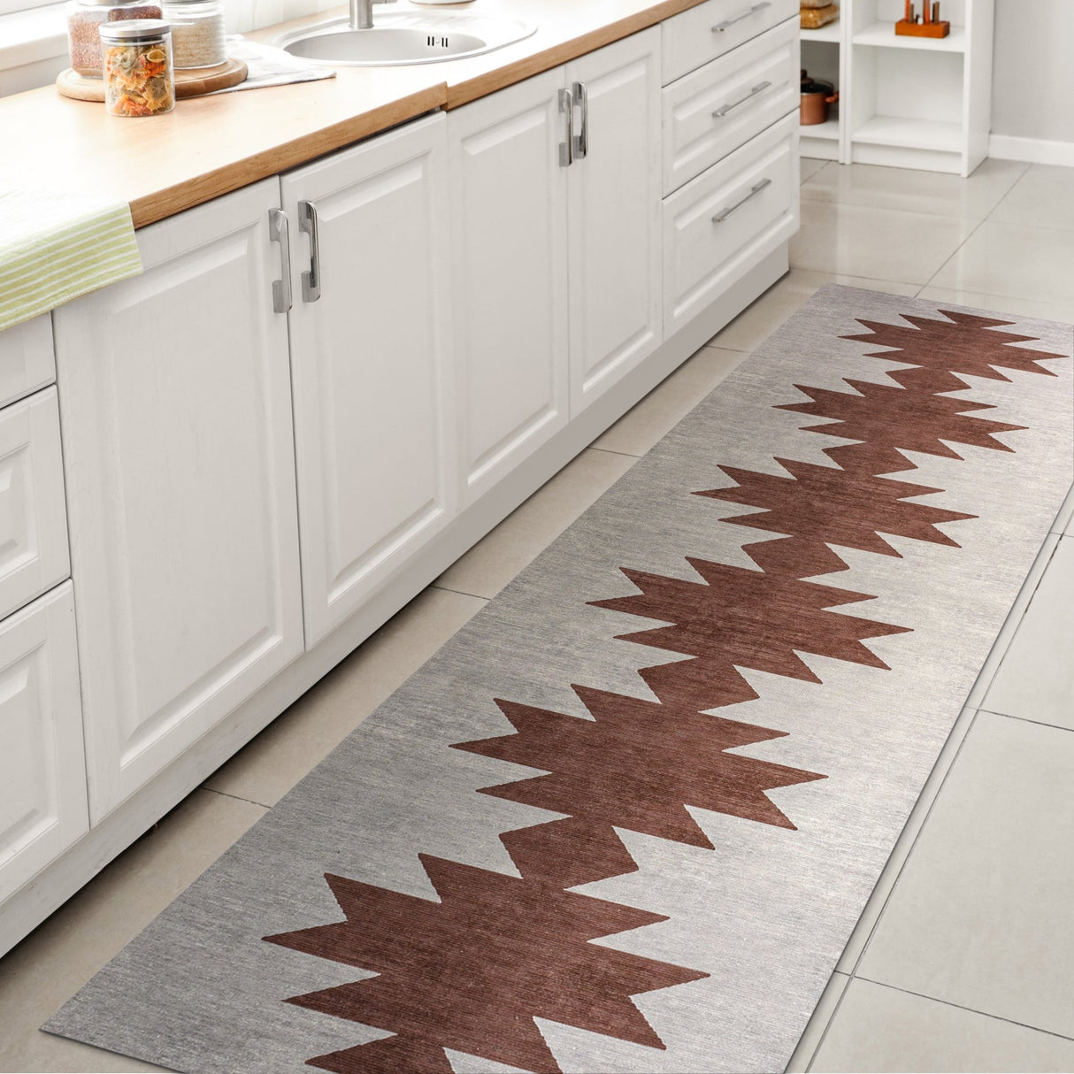 Chayton Minimalist Geometric Machine - Washable Runner Rug - Tuesday Morning - Runner Rugs