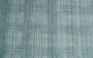Checkered Blue and Gray  8x10 Hand Made Blended Wool Flatwoven Area Rug