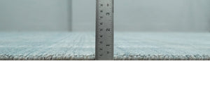Checkered Blue and Gray  8x10 Hand Made Blended Wool Flatwoven Area Rug