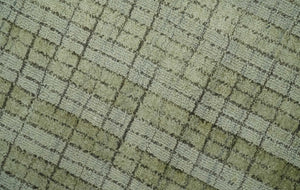 Checkered Olive Green & Beige 8x10 Hand Made Blended Wool Flatwoven Area Rug