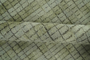 Checkered Olive Green & Beige 8x10 Hand Made Blended Wool Flatwoven Area Rug