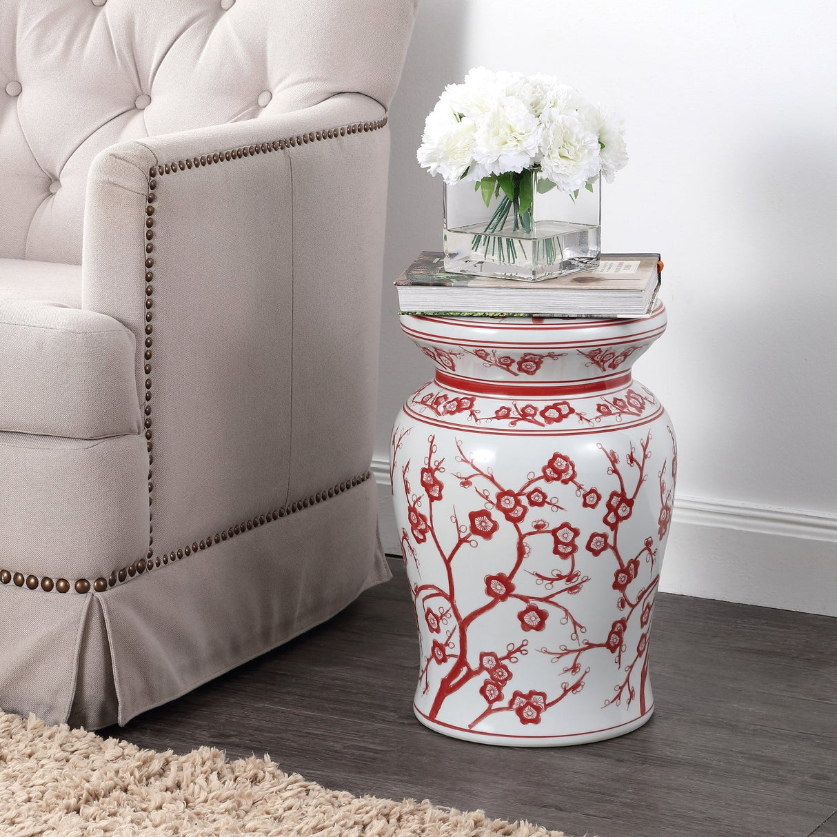Cherry-ceramic-garden-stool-Outdoor-Tables