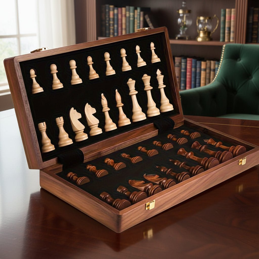 Wooden Chess Set 40cm Tournament Board Strategy Game with Extra Queens