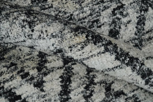 Chevron Silver and Black Shaded 5x8 Bamboo Silk Handwoven Area Rug