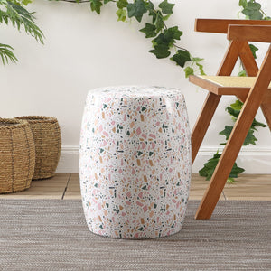 Chiara terrazzo ceramic garden stool - Tuesday Morning - Outdoor Tables