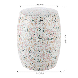 Chiara terrazzo ceramic garden stool - Tuesday Morning - Outdoor Tables
