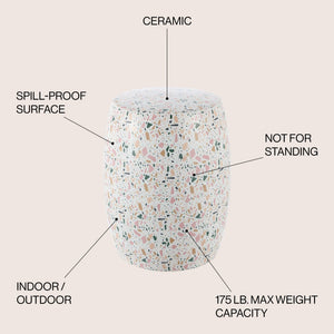 Chiara terrazzo ceramic garden stool - Tuesday Morning - Outdoor Tables