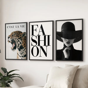 Modern Fashion Wall Art Set of 3. Leopard Print Aesthetic