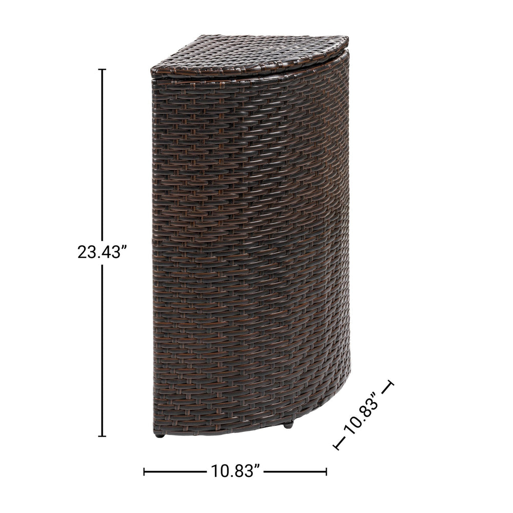 Chloe all - weather wicker/metal corner hideaway outdoor trash can - Tuesday Morning - Outdoor Trash Cans