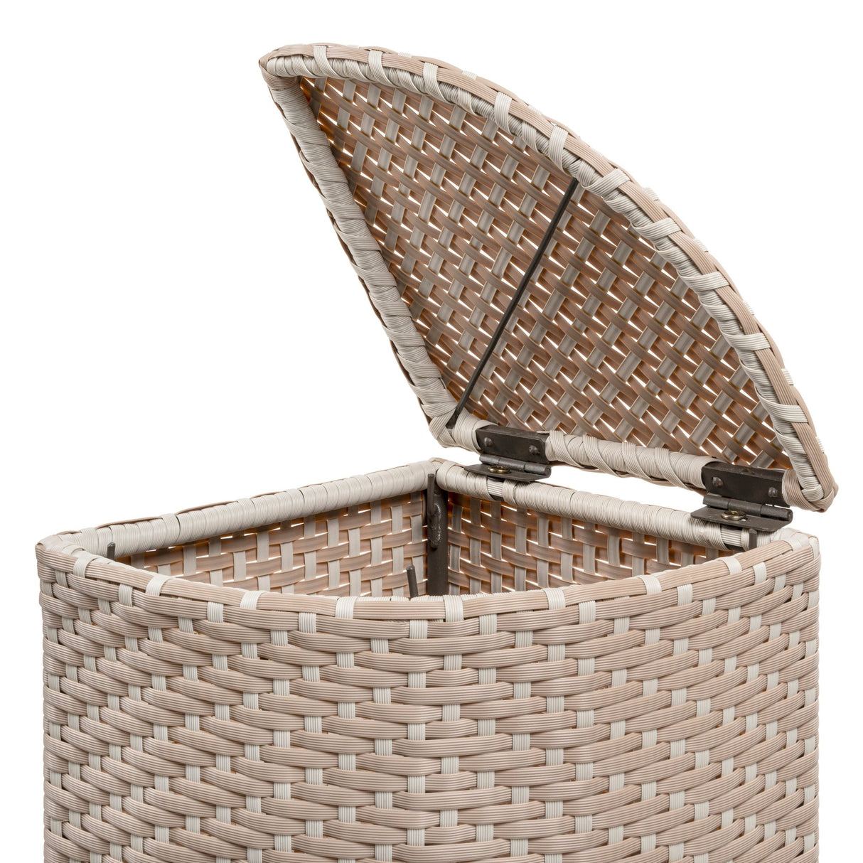 Chloe all - weather wicker/metal corner hideaway outdoor trash can - Tuesday Morning - Outdoor Trash Cans