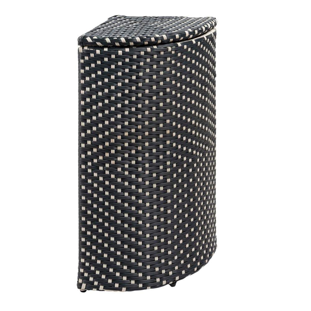 Chloe all - weather wicker/metal corner hideaway outdoor trash can - Tuesday Morning - Outdoor Trash Cans