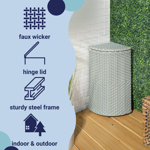 Chloe all - weather wicker/metal corner hideaway outdoor trash can - Tuesday Morning - Outdoor Trash Cans
