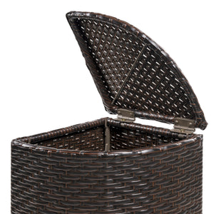 Chloe all - weather wicker/metal corner hideaway outdoor trash can - Tuesday Morning - Outdoor Trash Cans