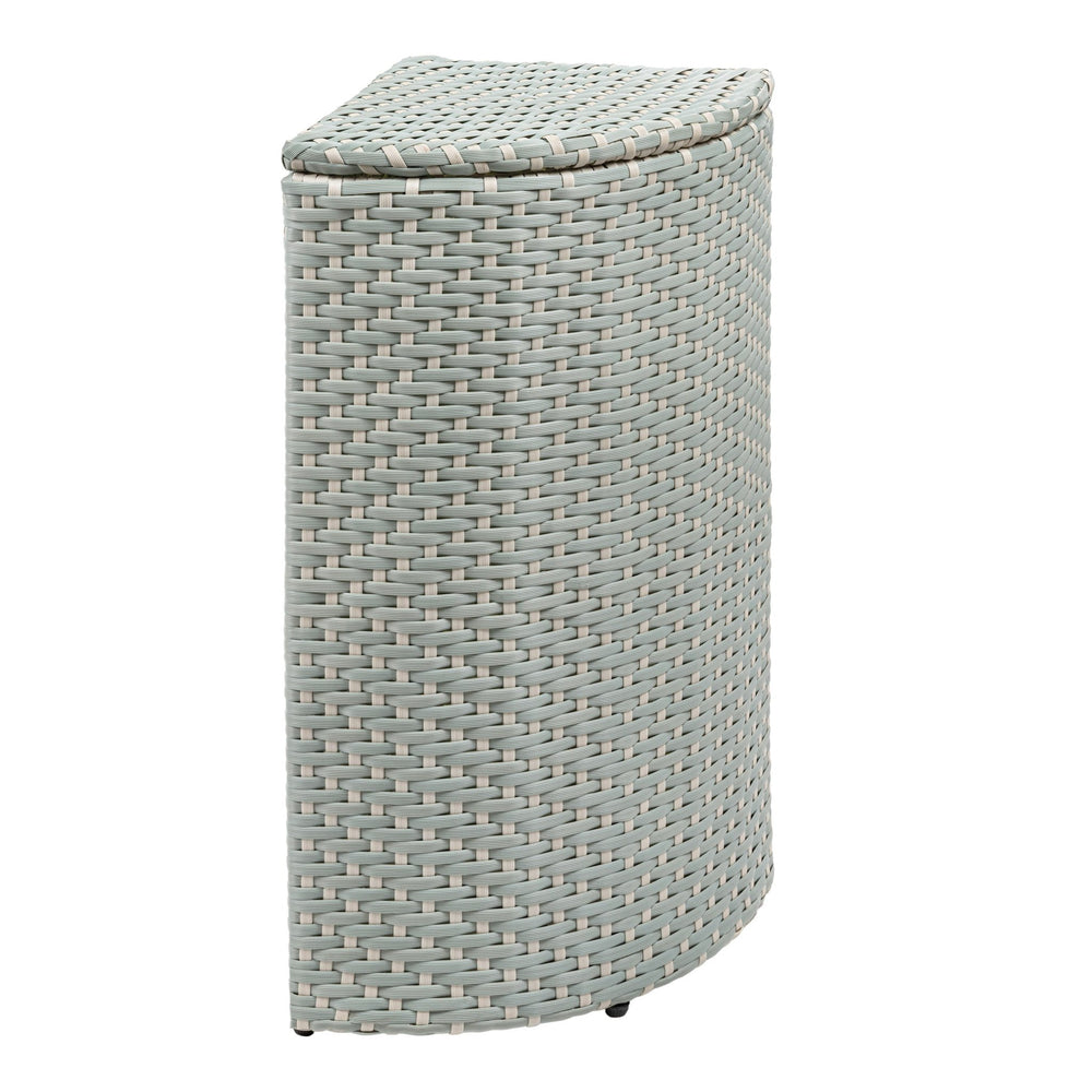 Chloe all - weather wicker/metal corner hideaway outdoor trash can - Tuesday Morning - Outdoor Trash Cans