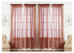 J&V Textiles 4-Pack Value: Solid Sheer Window Curtain Panels
