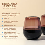 Rosado recycled stemless wine glass set by twine living