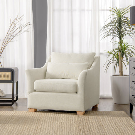 Citadell 38" Upholstered Accent Chair with Lumbar Pillow and Flared Arms - Accent Chairs