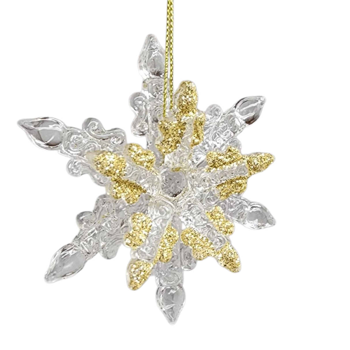 Spunglass Ornament - Gold Snowflake