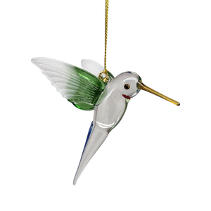 Feeding Hummingbird - Green Wing - Egyptian Glass Ornament