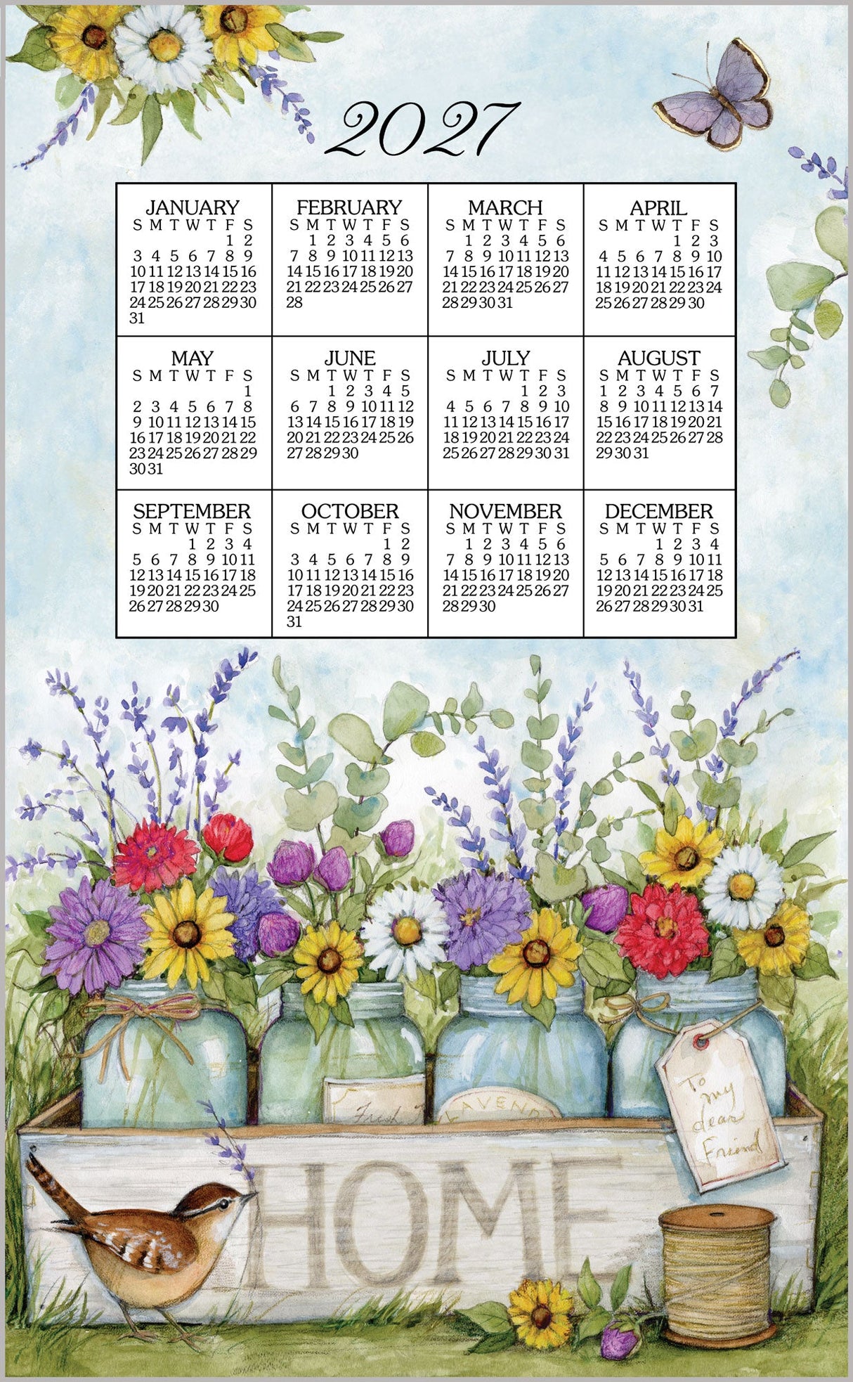 2027 Linen Calendar Towel - Home Floral