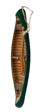 Resin Canoe & Oars Christmas Tree Ornament - Green