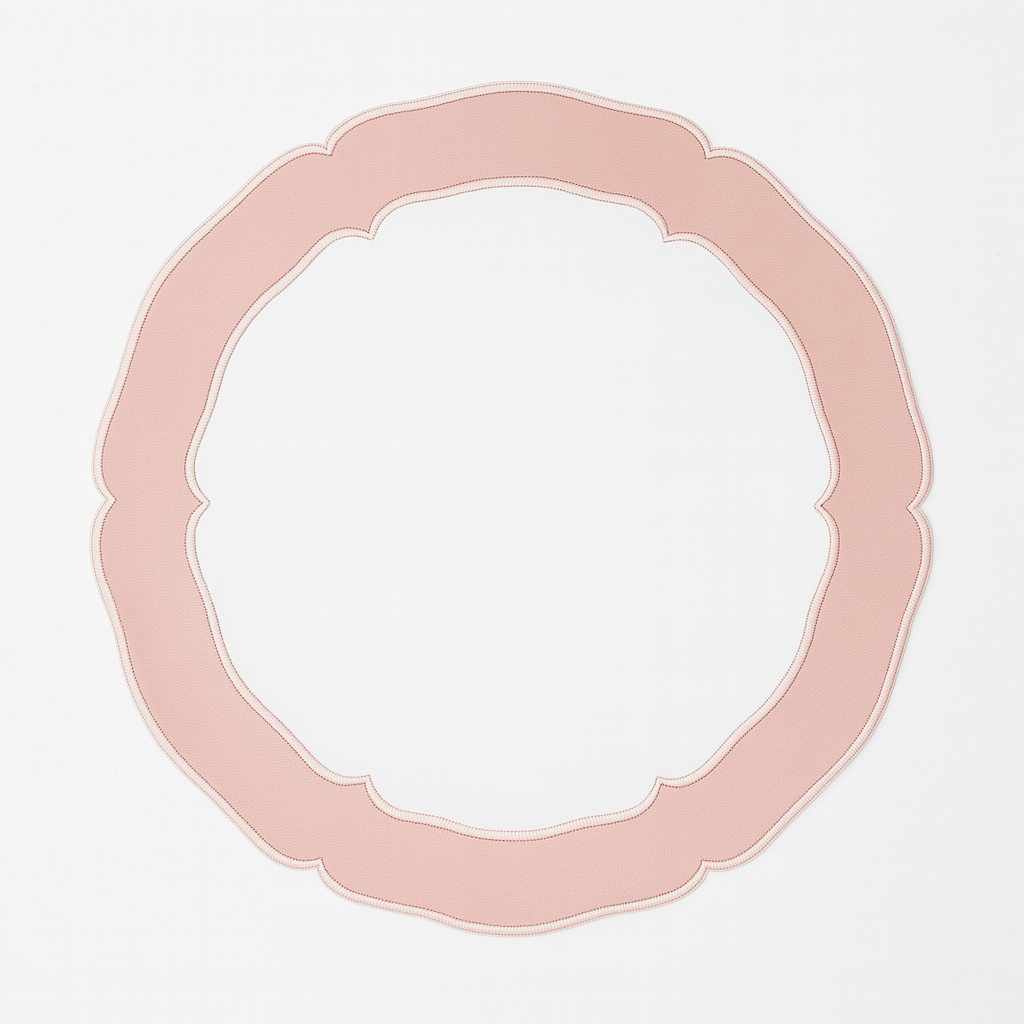 Clarion White Pink Round Faux Leather Placemat