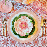 Clarion White Pink Round Faux Leather Placemat