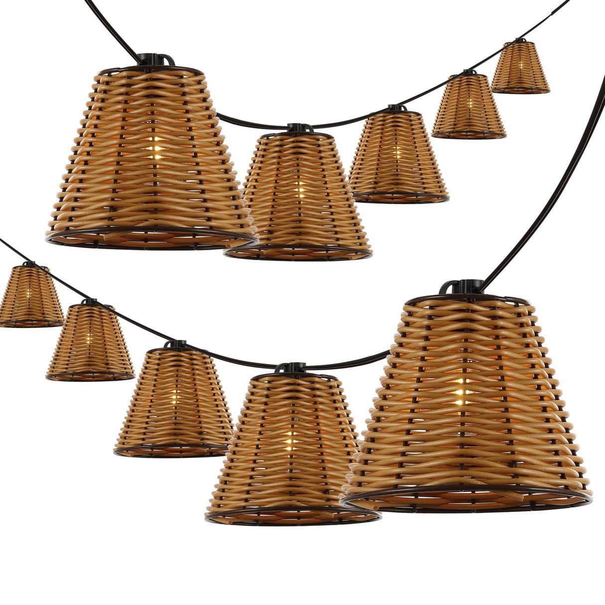 Classic Rattan - Shade Outdoor String Lights – 10 - Foot Strand - Tuesday Morning - Outdoor Lighting