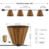 Classic Rattan - Shade Outdoor String Lights – 10 - Foot Strand - Tuesday Morning - Outdoor Lighting
