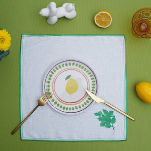 WHITE LEAF SQUARE LINEN PLACEMAT (Set Of 4)