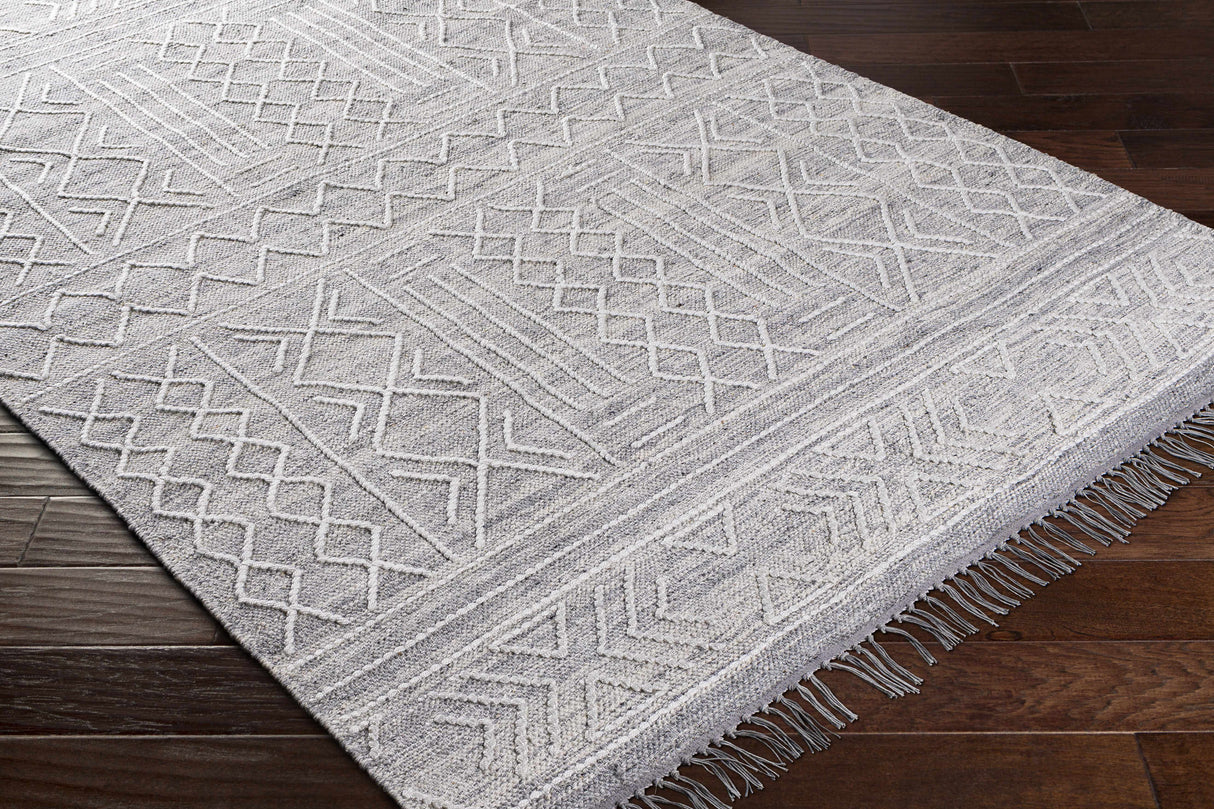 Gray Clintwood Wool Tassel Carpet - Clearance
