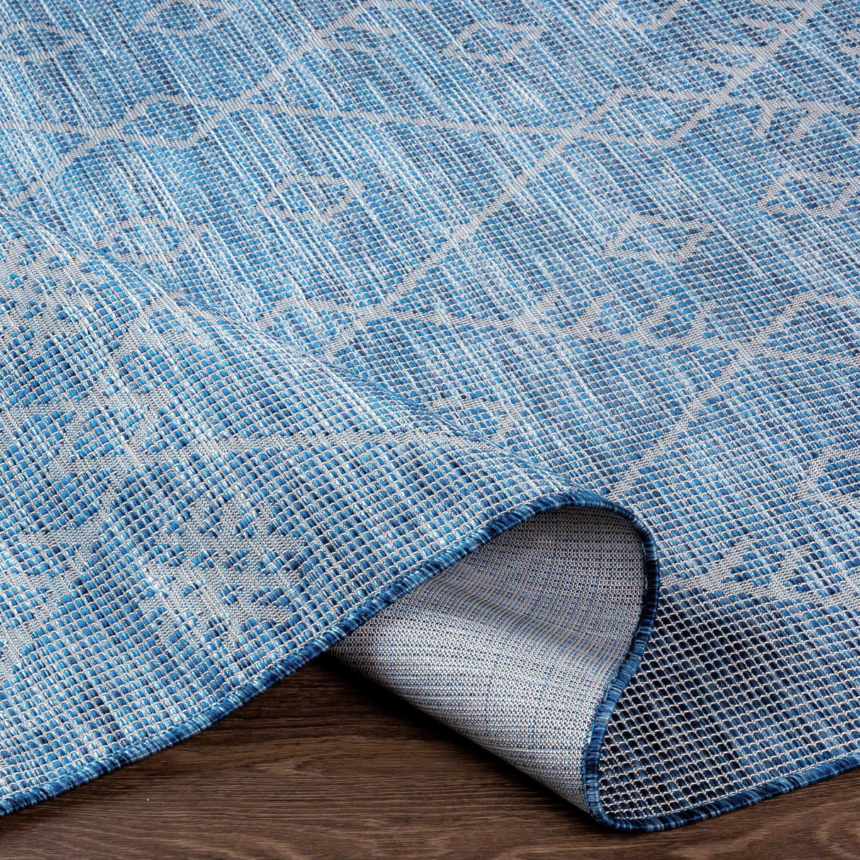 Lorena Blue Flatweave Trellis Area Carpet - Clearance
