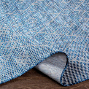 Lorena Blue Flatweave Trellis Area Carpet - Clearance