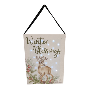 Fiber Optic Lighted Canvas Art - Winter Blessing Deer