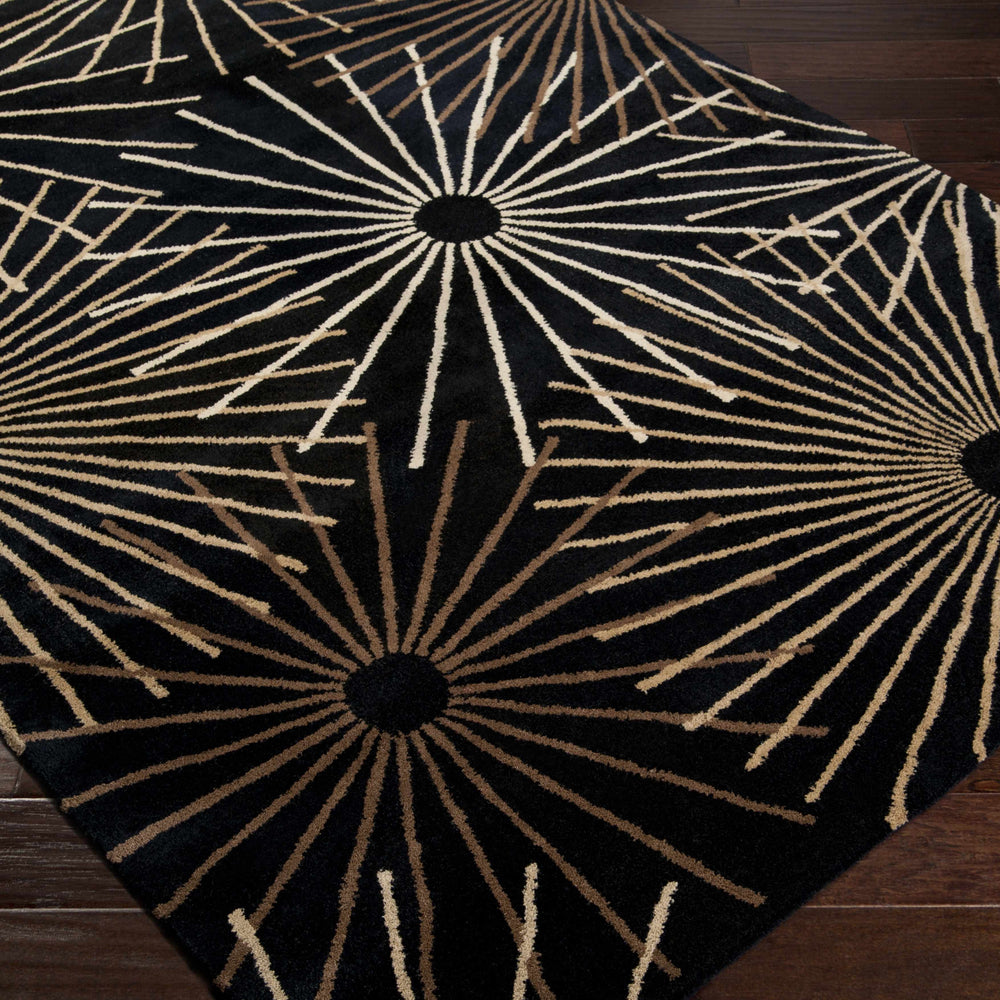 Clover Black Modern Wool Rug