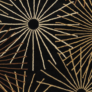 Clover Black Modern Wool Rug