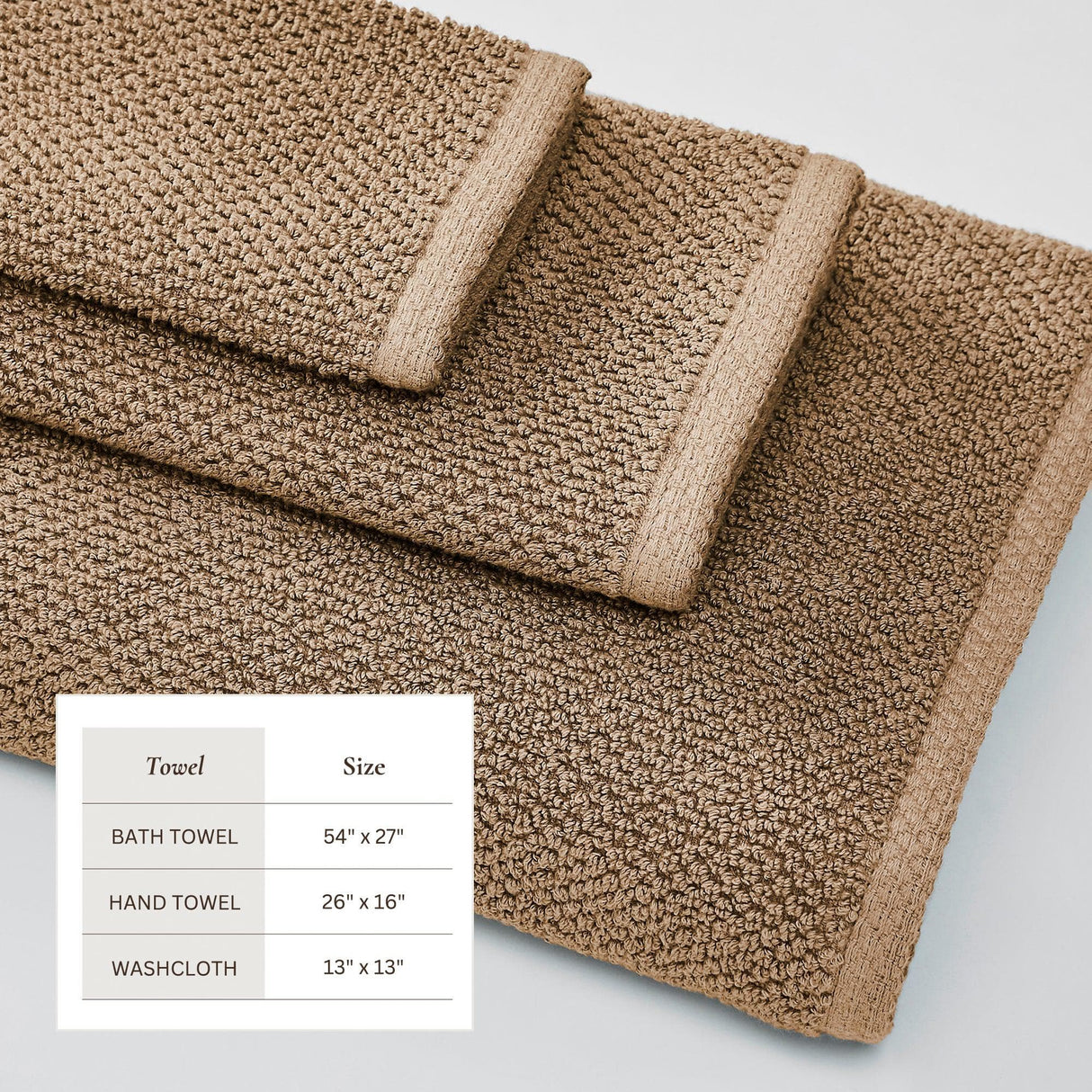 Cotton textured bath towel set - acacia collection