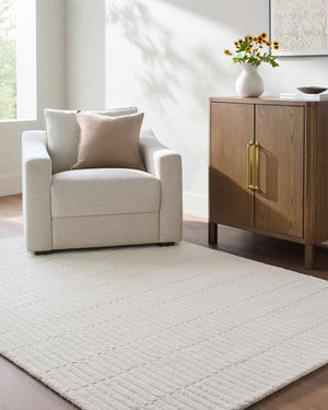 Finial Beige Wool Area Rug
