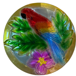 Parrot  Fused Glass Bird Bath
