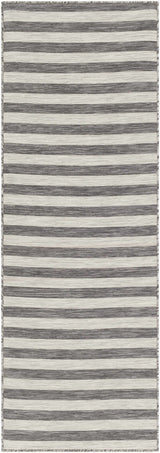 Bongaree Black&Gray Striped Flatweave Carpet - Clearance