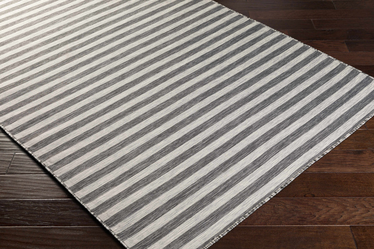 Bongaree Black&Gray Striped Flatweave Carpet - Clearance